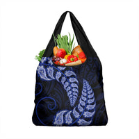 Blue New Zealand Paisley Silver Fern Grocery Bag Aotearoa Maori