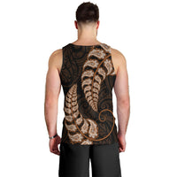 Brown New Zealand Paisley Silver Fern Men Tank Top Aotearoa Maori LT14 - Polynesian Pride
