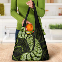 Green New Zealand Paisley Silver Fern Grocery Bag Aotearoa Maori