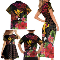 Hawaii Iwa Bird Family Matching Short Sleeve Bodycon Dress and Hawaiian Shirt Great Frigatebird Kanaka Tropical Hippie Style - Polynesian Pride