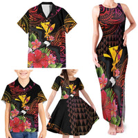 Hawaii Iwa Bird Family Matching Tank Maxi Dress and Hawaiian Shirt Great Frigatebird Kanaka Tropical Hippie Style - Polynesian Pride