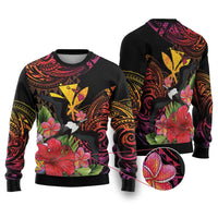 Hawaii Iwa Bird Ugly Christmas Sweater Great Frigatebird Kanaka Tropical Hippie Style LT14 Black - Polynesian Pride