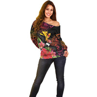 Hawaii Iwa Bird Off Shoulder Sweater Great Frigatebird Kanaka Tropical Hippie Style LT14 - Polynesian Pride