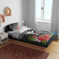 Hawaii Iwa Bird Bedding Set Great Frigatebird Kanaka Tropical Flowers - Polynesian Pride