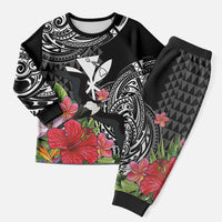 Hawaii Iwa Bird Christmas Pajama Set Great Frigatebird Kanaka Tropical Flowers LT14 Men Black - Polynesian Pride
