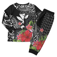 Hawaii Iwa Bird Christmas Pajama Set Great Frigatebird Kanaka Tropical Flowers LT14 - Polynesian Pride