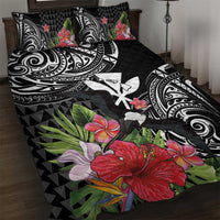 Hawaii Iwa Bird Quilt Bed Set Great Frigatebird Kanaka Tropical Flowers LT14 Black - Polynesian Pride