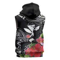 Hawaii Iwa Bird Sleeveless Zip Hoodie Great Frigatebird Kanaka Tropical Flowers LT14 - Polynesian Pride