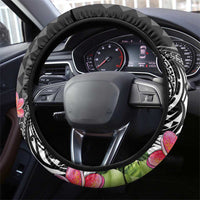 Hawaii Iwa Bird Steering Wheel Cover Great Frigatebird Kanaka Tropical Flowers LT14 - Polynesian Pride