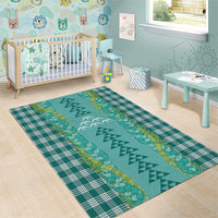 Teal Palaka Hawaii Iwa Bird Area Rug Hawaiian Kakau Jade Vine Lei LT14 - Polynesian Pride