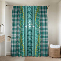 Teal Palaka Hawaii Iwa Bird Bathroom Set Hawaiian Kakau Jade Vine Lei LT14 Shower Curtain Only Teal - Polynesian Pride