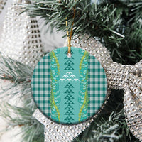 Teal Palaka Hawaii Iwa Bird Ceramic Ornament Hawaiian Kakau Jade Vine Lei - Polynesian Pride