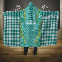 Teal Palaka Hawaii Iwa Bird Hooded Blanket Hawaiian Kakau Jade Vine Lei LT14 - Polynesian Pride