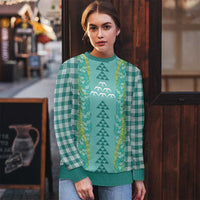 Teal Palaka Hawaii Iwa Bird Ugly Christmas Sweater Hawaiian Kakau Jade Vine Lei LT14 - Polynesian Pride