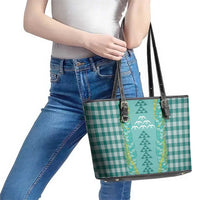 Teal Palaka Hawaii Iwa Bird Leather Tote Bag Hawaiian Kakau Jade Vine Lei LT14 - Polynesian Pride