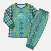 Teal Palaka Hawaii Iwa Bird Christmas Pajama Set Hawaiian Kakau Jade Vine Lei LT14 Men Teal - Polynesian Pride