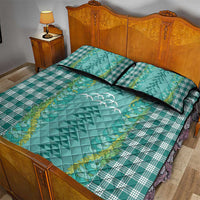 Teal Palaka Hawaii Iwa Bird Quilt Bed Set Hawaiian Kakau Jade Vine Lei LT14 - Polynesian Pride