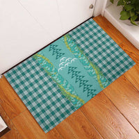 Teal Palaka Hawaii Iwa Bird Rubber Doormat Hawaiian Kakau Jade Vine Lei LT14 - Polynesian Pride