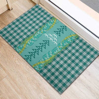 Teal Palaka Hawaii Iwa Bird Rubber Doormat Hawaiian Kakau Jade Vine Lei LT14 - Polynesian Pride