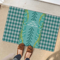 Teal Palaka Hawaii Iwa Bird Rubber Doormat Hawaiian Kakau Jade Vine Lei LT14 - Polynesian Pride