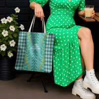 Teal Palaka Hawaii Iwa Bird Tote Bag Hawaiian Kakau Jade Vine Lei LT14 - Polynesian Pride