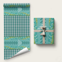 Teal Palaka Hawaii Iwa Bird Wrapping Paper Hawaiian Kakau Jade Vine Lei LT14 58" × 23" Teal - Polynesian Pride