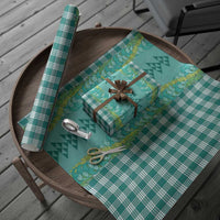Teal Palaka Hawaii Iwa Bird Wrapping Paper Hawaiian Kakau Jade Vine Lei LT14 - Polynesian Pride