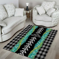 Black Palaka Hawaii Iwa Bird Area Rug Hawaiian Kakau Jade Vine Lei LT14 - Polynesian Pride