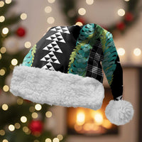 Black Palaka Hawaii Iwa Bird Christmas Santa Hat Hawaiian Kakau Jade Vine Lei LT14 With Fur Black - Polynesian Pride
