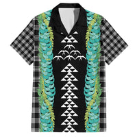 Black Palaka Hawaii Iwa Bird Family Matching Off The Shoulder Long Sleeve Dress and Hawaiian Shirt Hawaiian Kakau Jade Vine Lei - Polynesian Pride
