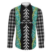 Black Palaka Hawaii Iwa Bird Family Matching Off The Shoulder Long Sleeve Dress and Hawaiian Shirt Hawaiian Kakau Jade Vine Lei - Polynesian Pride