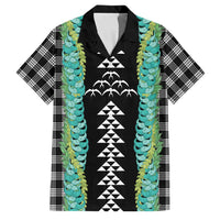 Black Palaka Hawaii Iwa Bird Family Matching Puletasi and Hawaiian Shirt Hawaiian Kakau Jade Vine Lei - Polynesian Pride