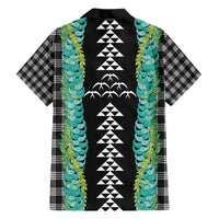 Black Palaka Hawaii Iwa Bird Family Matching Puletasi and Hawaiian Shirt Hawaiian Kakau Jade Vine Lei - Polynesian Pride