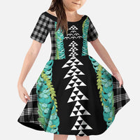 Black Palaka Hawaii Iwa Bird Family Matching Tank Maxi Dress and Hawaiian Shirt Hawaiian Kakau Jade Vine Lei - Polynesian Pride