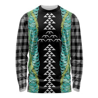 Black Palaka Hawaii Iwa Bird Long Sleeve Shirt Hawaiian Kakau Jade Vine Lei LT14 Unisex Black - Polynesian Pride