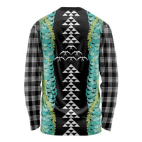 Black Palaka Hawaii Iwa Bird Long Sleeve Shirt Hawaiian Kakau Jade Vine Lei LT14 - Polynesian Pride