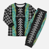 Black Palaka Hawaii Iwa Bird Christmas Pajama Set Hawaiian Kakau Jade Vine Lei LT14 Men Black - Polynesian Pride