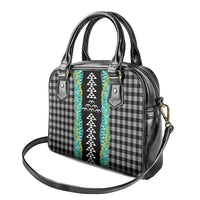 Black Palaka Hawaii Iwa Bird Shoulder Handbag Hawaiian Kakau Jade Vine Lei - Polynesian Pride