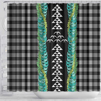 Black Palaka Hawaii Iwa Bird Shower Curtain Hawaiian Kakau Jade Vine Lei LT14 - Polynesian Pride