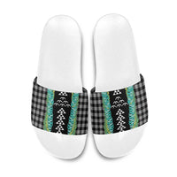 Black Palaka Hawaii Iwa Bird Slide Sandals Hawaiian Kakau Jade Vine Lei LT14 Black - Polynesian Pride