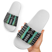 Black Palaka Hawaii Iwa Bird Slide Sandals Hawaiian Kakau Jade Vine Lei LT14 - Polynesian Pride