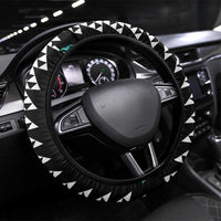 Black Palaka Hawaii Iwa Bird Steering Wheel Cover Hawaiian Kakau Jade Vine Lei LT14 Universal Fit Black - Polynesian Pride