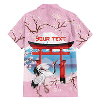 Japanese Torii Gate Cranes Personalised Family Matching Short Sleeve Bodycon Dress and Hawaiian Shirt Fuji Mount Sakura Seigaiha Pattern LT14 - Polynesian Pride