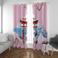 Japanese Torii Gate Cranes Personalised Window Curtain Fuji Mount Sakura Seigaiha Pattern