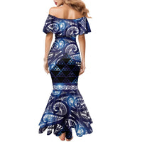 Matariki New Zealand Family Matching Mermaid Dress and Hawaiian Shirt NZ Niho Taniwha Maori New Year Blue Galaxy