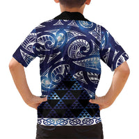 Matariki New Zealand Family Matching Summer Maxi Dress and Hawaiian Shirt NZ Niho Taniwha Maori New Year Blue Galaxy