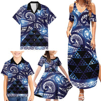 Matariki New Zealand Family Matching Summer Maxi Dress and Hawaiian Shirt NZ Niho Taniwha Maori New Year Blue Galaxy