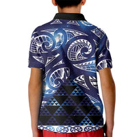 Matariki New Zealand Kid Polo Shirt NZ Niho Taniwha Maori New Year Blue Galaxy