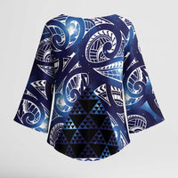 Matariki New Zealand Kimono Sleeve Blouse NZ Niho Taniwha Maori New Year Blue Galaxy LT14 - Polynesian Pride
