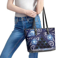 Matariki New Zealand Leather Tote Bag NZ Niho Taniwha Maori New Year Blue Galaxy LT14 - Polynesian Pride